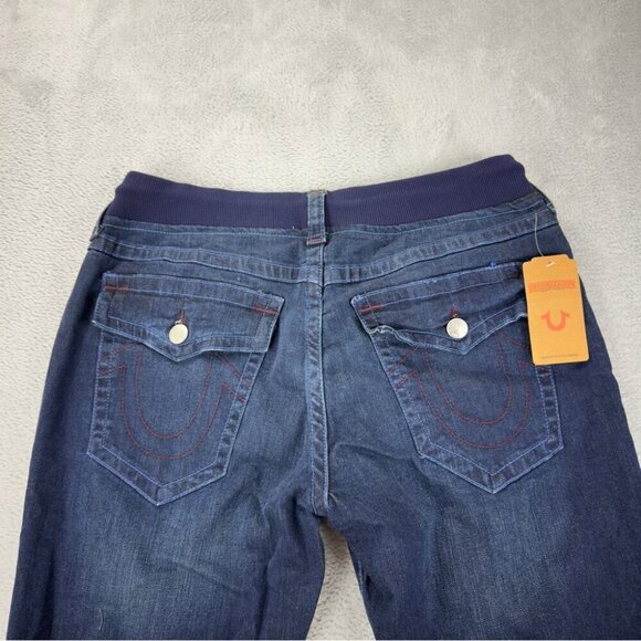 True Religion NWT Men's Size 33x33 Blue Denim Jeans Straight Leg w/Drawstrings - Picture 7 of 10